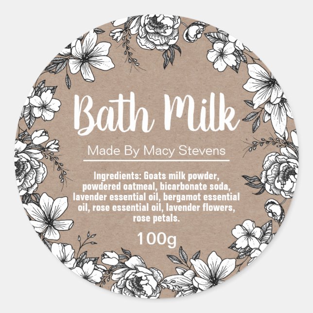 Customizable Bath Milk Label (Front)