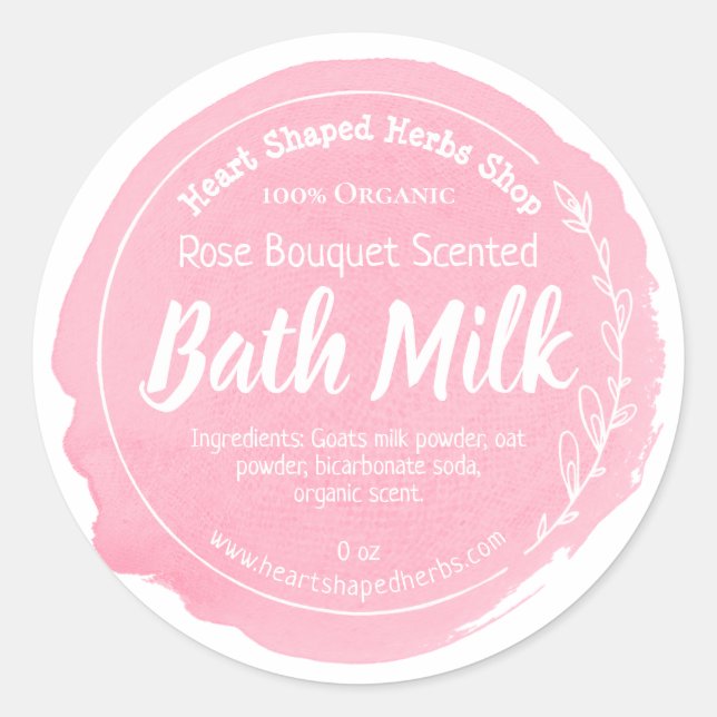 Customizable Bath Milk Label Handmade Business (Front)