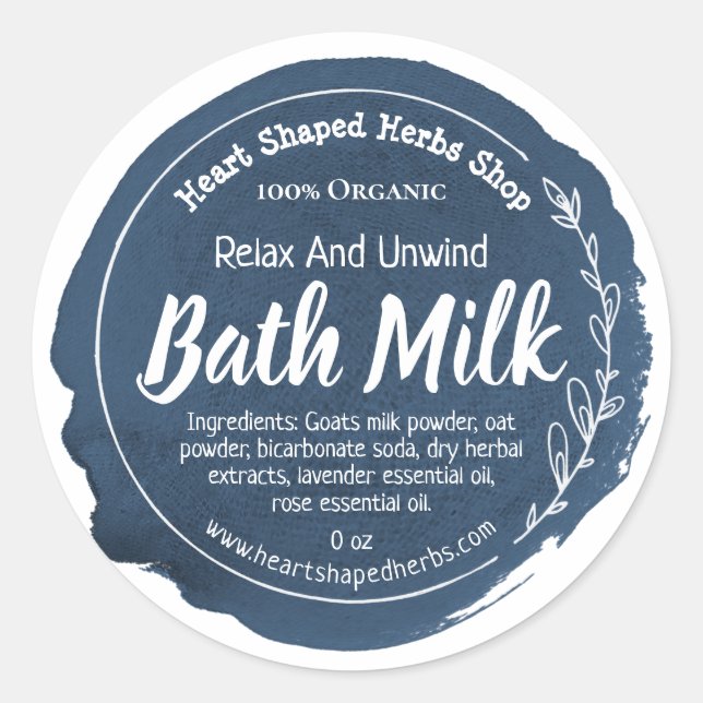 Customizable Bath Milk Label Handmade Business (Front)