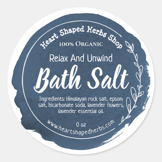 Customizable Bath Salt Label Handmade Business (Front)