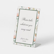 Customizable Bathroom Sign in Garden Green Floral