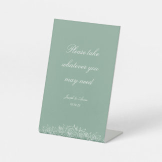 Customizable Bathroom Sign in Sage Florals