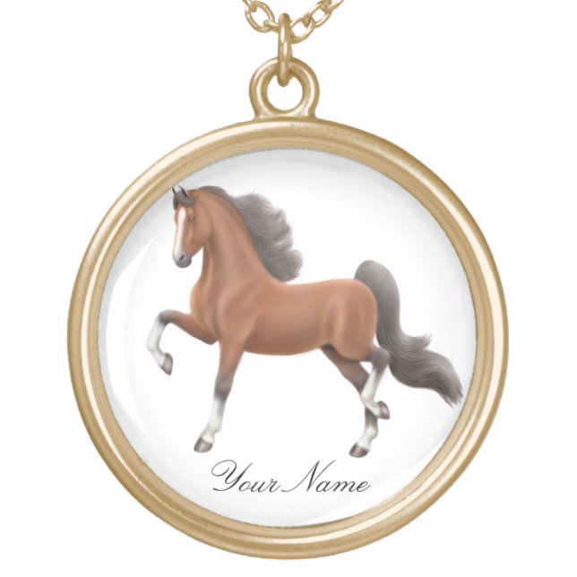 Customizable Bay Saddlebred Horse Necklace (Front)