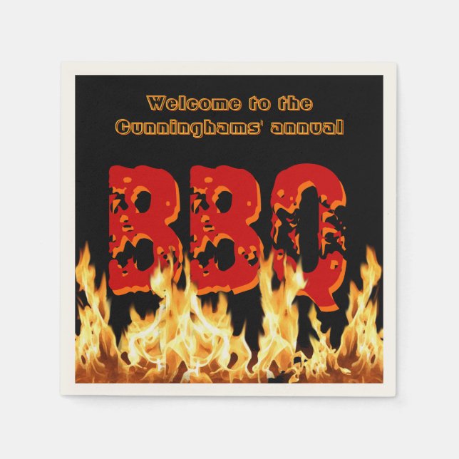 (Customizable) BBQ Napkins on Fire (Front)