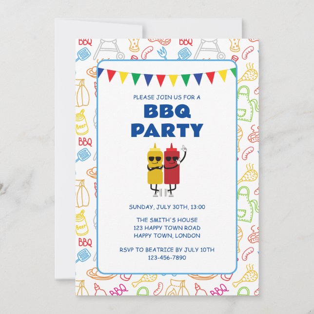 CUSTOMIZABLE BBQ PARTY INVITATION (Front)