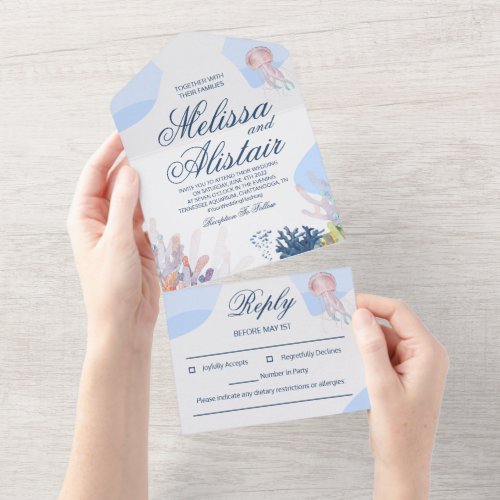 Customizable Beach All in One Wedding Invitation