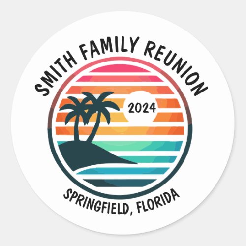 Customizable Beach Family Reunion Vacation Classic Round Sticker
