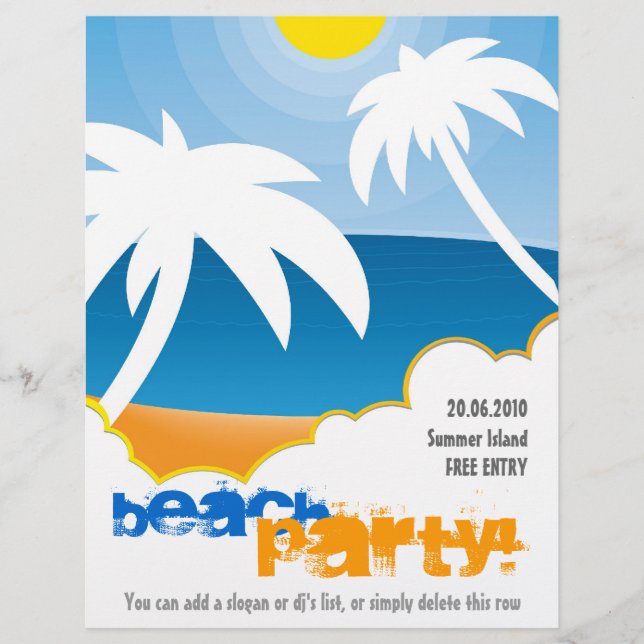 Customizable Beach Party flyer (Front)
