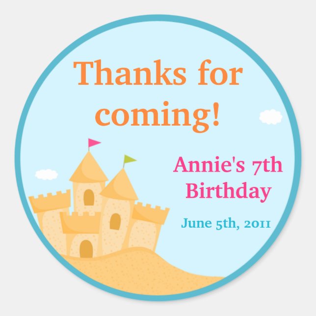 Customizable Beach Party Sticker (Front)