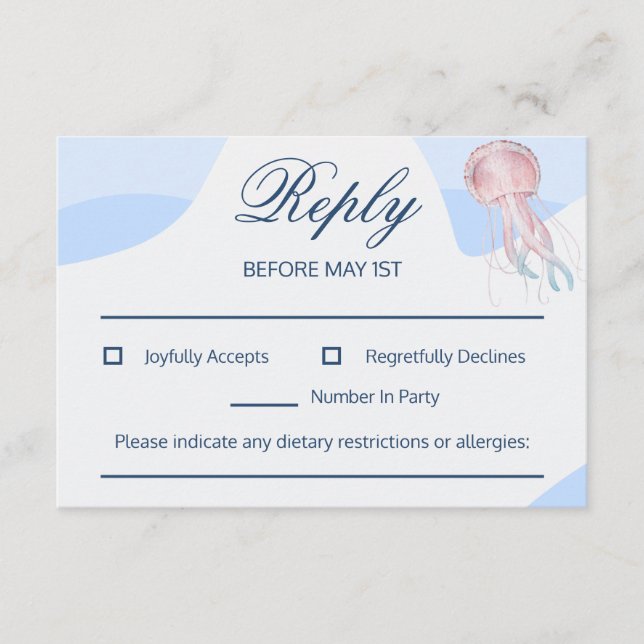Customizable Beach RSVP Reply Enclosure Card (Front)