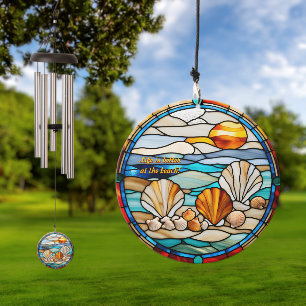 Customizable Beach Shore Stained Glass Look Wind Chime
