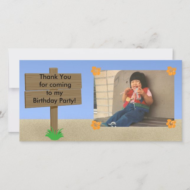 Customizable Beach Sign Photo Card (Front)