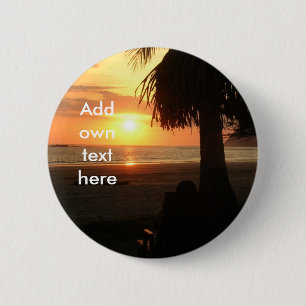 customizable beach sunset badge button