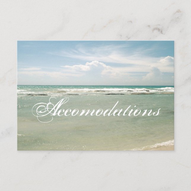 Customizable Beach Wedding Accomodations Card (Front)