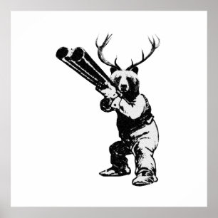 Customizable Bear Hunter Man Cave Poster