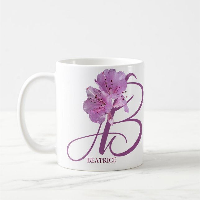 Customizable Beatrice name pretty pink floral cute Coffee Mug (Left)