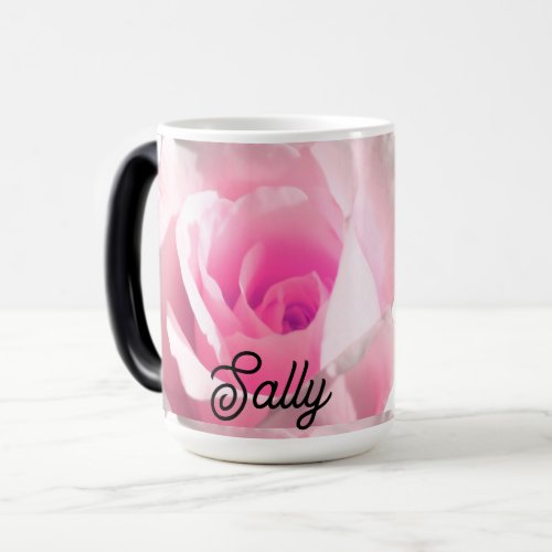 Customizable Beautiful Pink Rose Photography Magic Mug