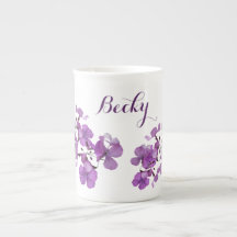 Customizable Becky name monogram purple floral Bo