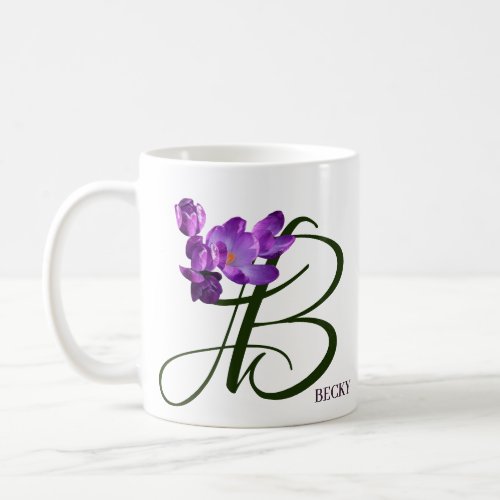 Customizable Becky name purple flower trendy boho Coffee Mug