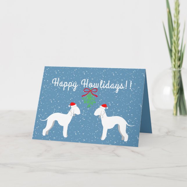 Customizable Bedlington Terrier Holiday Card (Front)