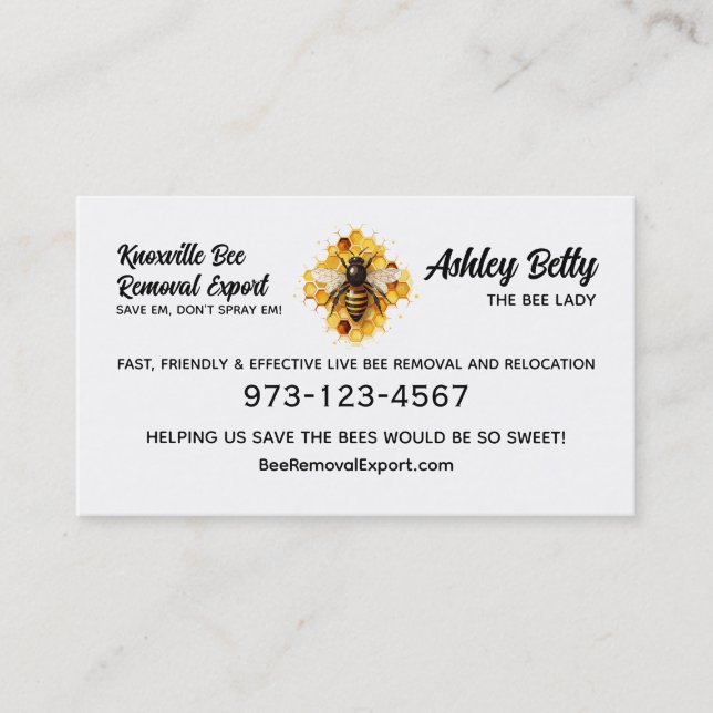 Customizable Bee Removal Business Cards (Front)