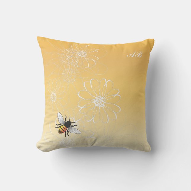 Customizable: Bee Throw Pillow (Front)