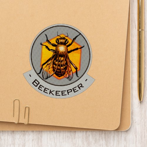 Customizable Beekeeping Logo Honey Bee Yellow Grey Patch