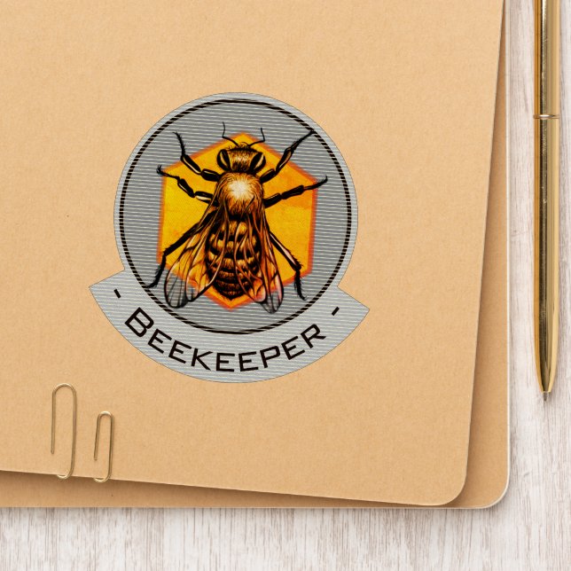 Customizable Beekeeping Logo Honey Bee Yellow Grey Patch (On Folder)