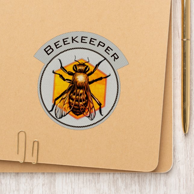 Customizable Beekeeping Logo Honey Bee Yellow Grey Patch (On Folder)