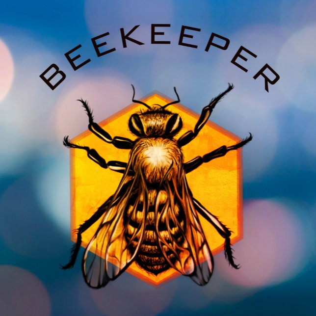 Customizable Beekeeping Logo Honey Bee Yellow Grey Window Cling (Creator Uploaded)