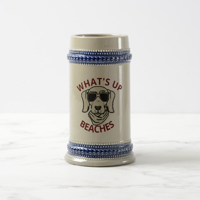 Customizable Beer gift, funny What's Up Beaches Beer Stein (Center)