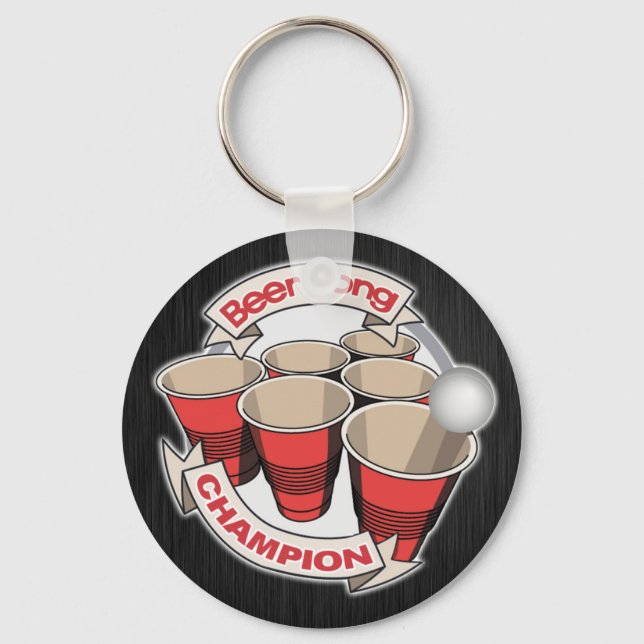 Customizable Beer Pong Champion Keychain (Front)