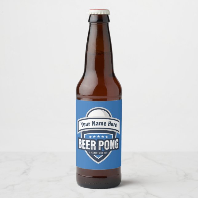 Customizable Beer Pong Championship Logo Beer Bottle Label (Front)