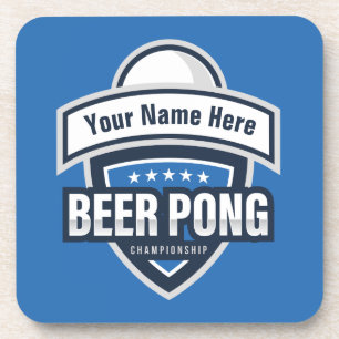 Customizable Beer Pong Championship Logo Beverage Coaster