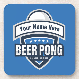 Customizable Beer Pong Championship Logo Beverage Coaster