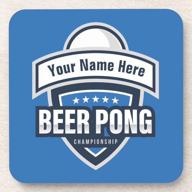 Customizable Beer Pong Championship Logo Beverage Coaster (Front)