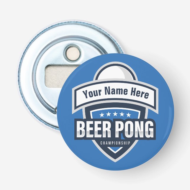 Customizable Beer Pong Championship Logo Bottle Opener (Front)