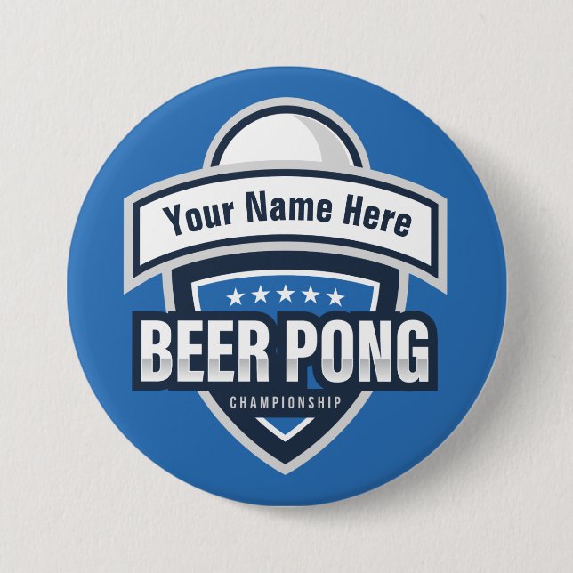 Customizable Beer Pong Championship Logo Button (Front)