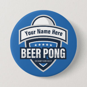 Customizable Beer Pong Championship Logo Button