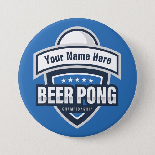 Customizable Beer Pong Championship Logo Button