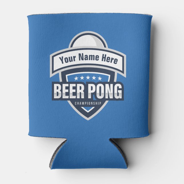 Customizable Beer Pong Championship Logo Can Cooler (Front)