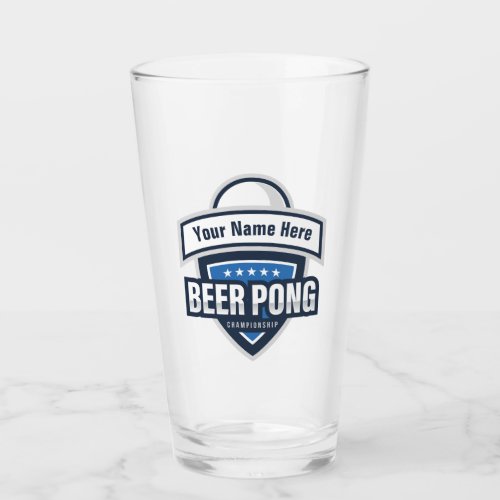 Customizable Beer Pong Championship Logo Glass