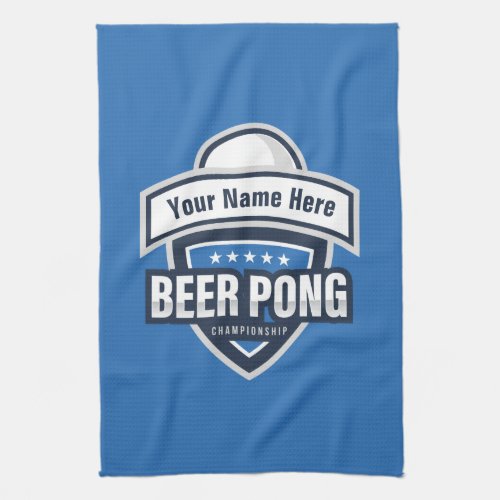 Customizable Beer Pong Championship Logo Kitchen Towel