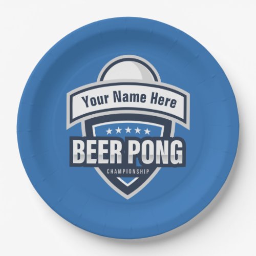 Customizable Beer Pong Championship Logo Paper Plates