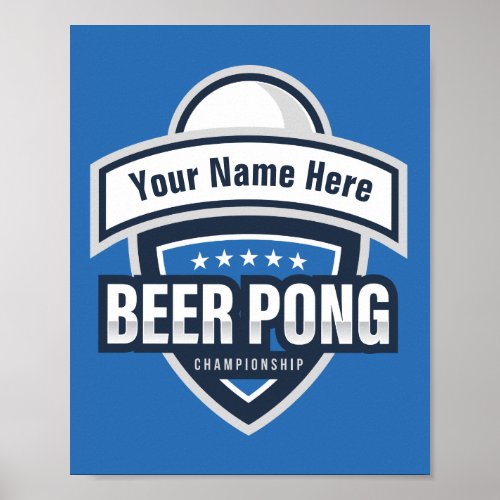 Customizable Beer Pong Championship Logo Poster