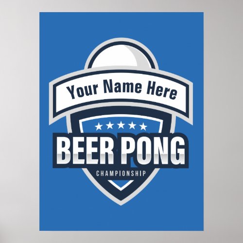 Customizable Beer Pong Championship Logo Poster