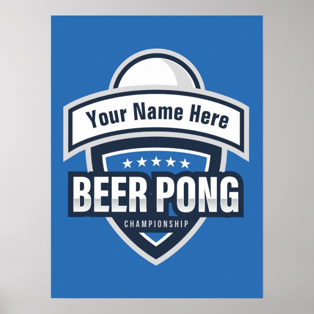 Customizable Beer Pong Championship Logo Poster (Front)