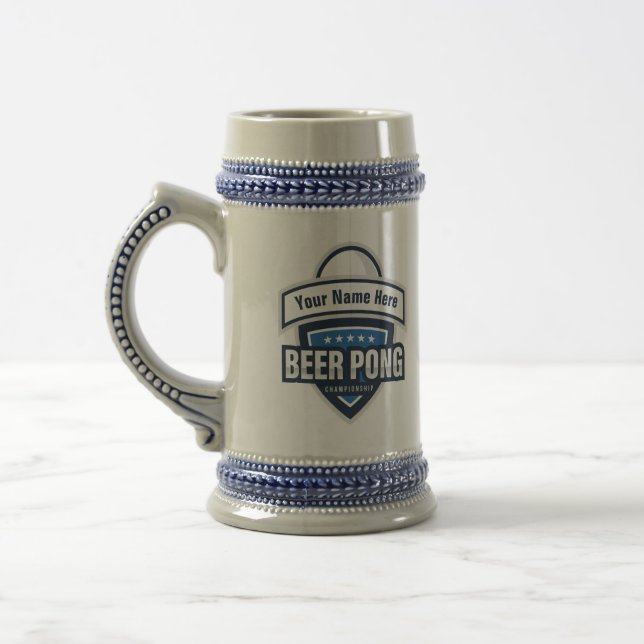 Customizable Beer Pong Championship Logo Stein (Left)