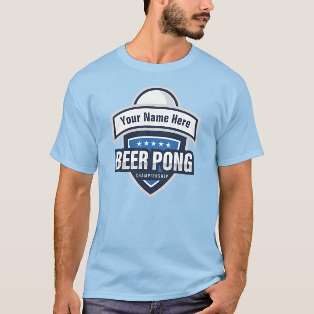 Customizable Beer Pong Championship Logo T-Shirt (Front)
