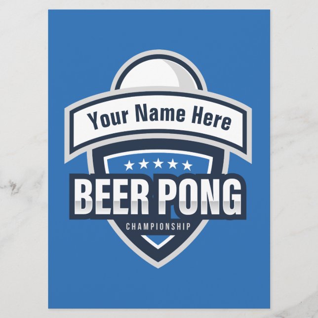 Customizable Beer Pong Championship Rules Card (Front)